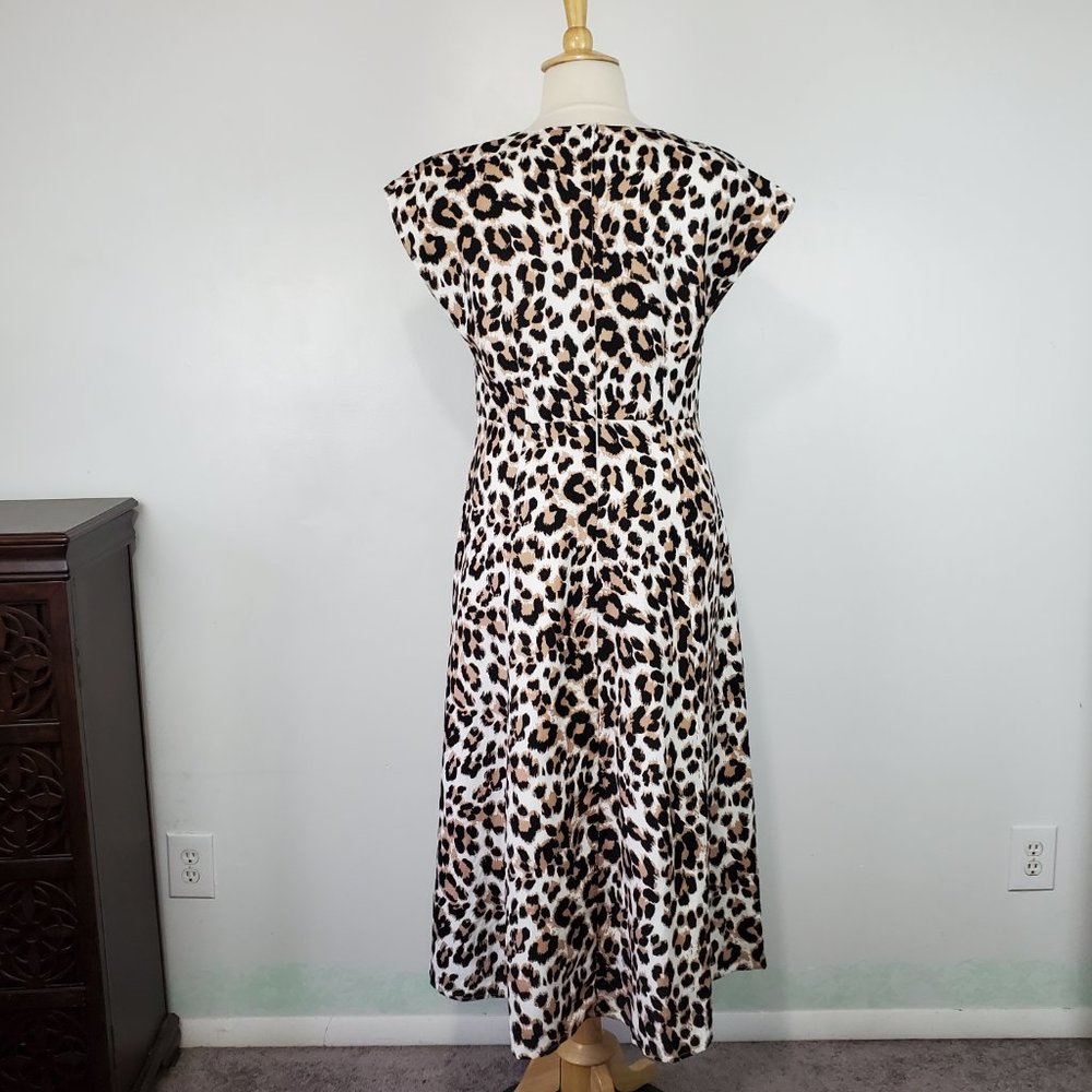 Ashley Stewart Linen Blend Animal Print Square Neck Dress With Pockets Size 14 - Picture 7 of 16